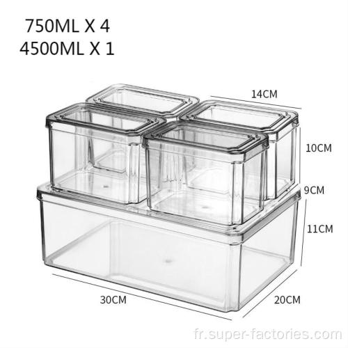 Set de 5 boîtes de rangement en plastique pour les aliments de cuisine